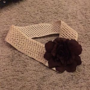 Tan relative belt with brown flower